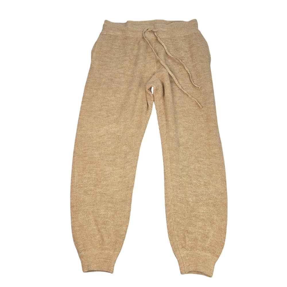 Express Jogger Pants Womens Large Beige Knit Cuffed Stretch Lounge Elastic Waist